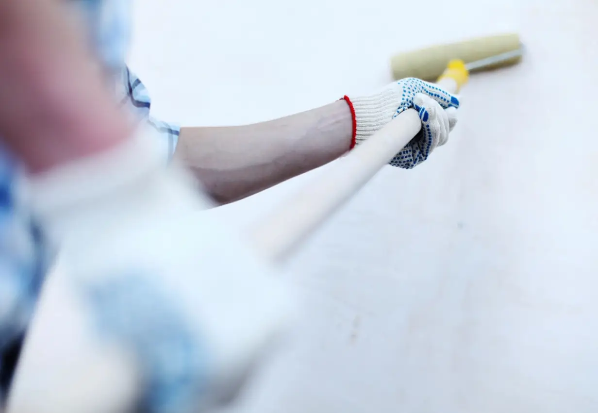 wall paint with roller brush